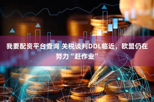 我要配资平台查询 关税谈判DDL临近，欧盟仍在努力“赶作业”
